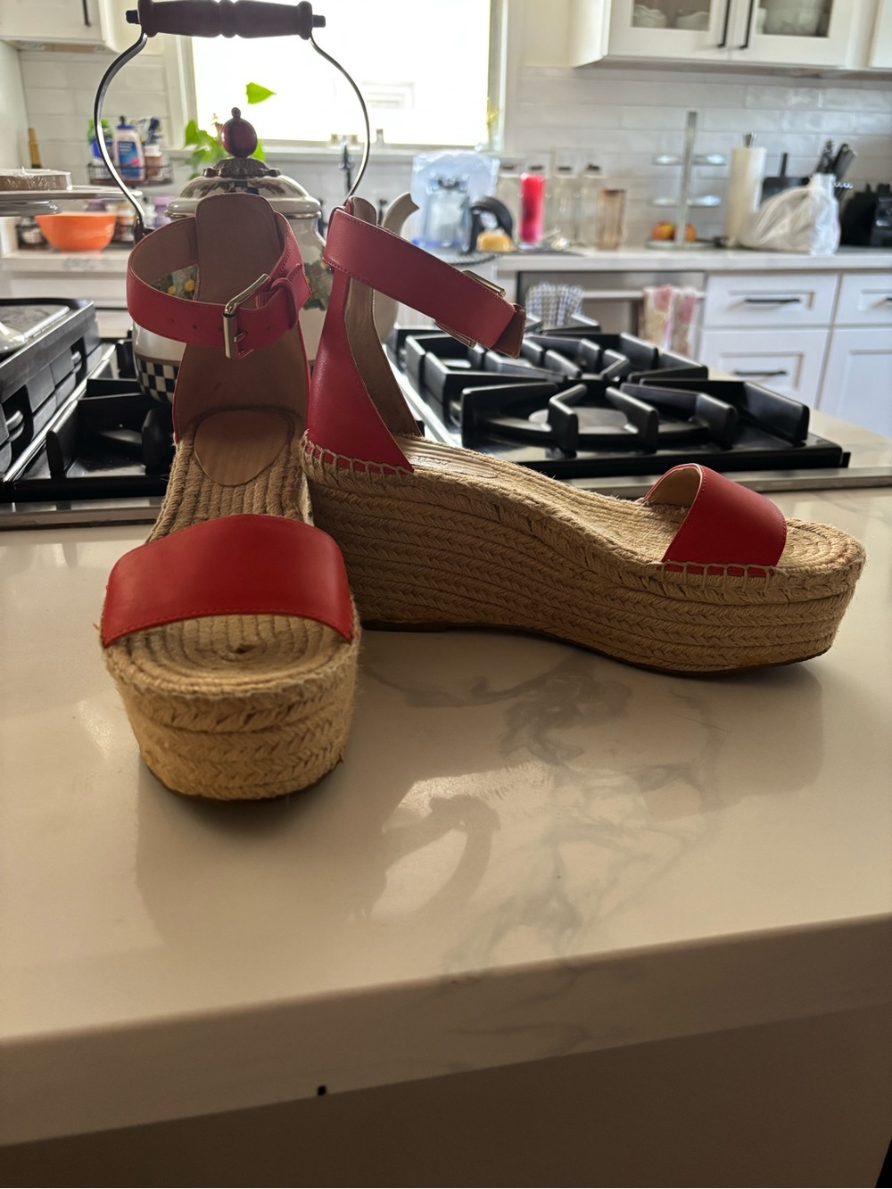 J. Crew orange Espadrille Platform Wedge Sandals with Ankle Strap